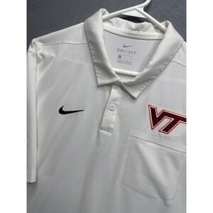 Nike Polo Mens XL White Virginia Tech Hokies Dri-Fit Short Sleeve AO5438-115